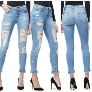 GOOD AMERICAN Good Legs Crop Chewed Hem Blue018